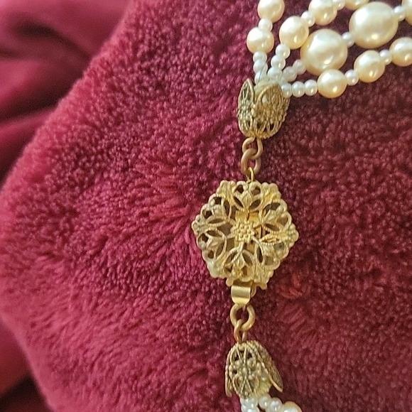 BRIDGERTON Sale! MIRIAM HASKELL Signed Authentic 3 Strand Baroque Pearl Necklace